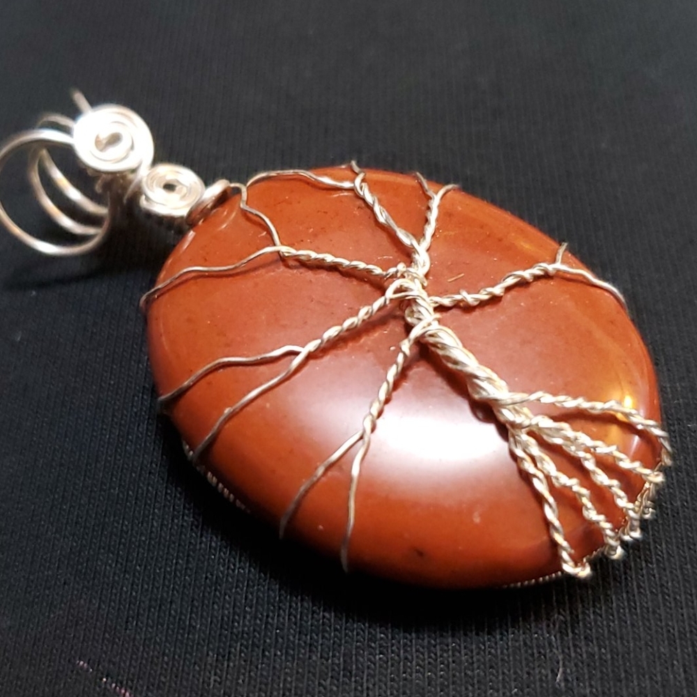 Red jasper Tree of Life wire wrapped pendant